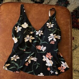 Black and Floral Tankini